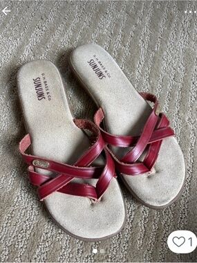 G.H. Bass & Co. Women's Red Leather Crisscross Slide Sandals